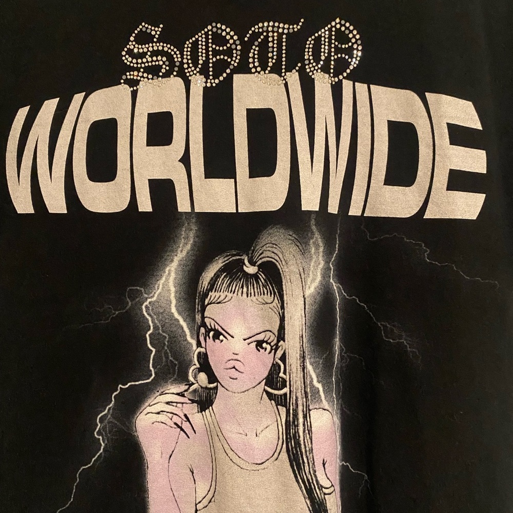SOTOGANG WORLDWIDE Rhinestone Tribal Tattoo Baddie Babe Shirt Black Medium